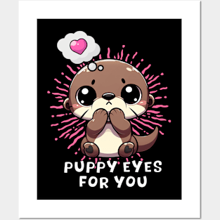 Otter Love Puppy Eyes Posters and Art